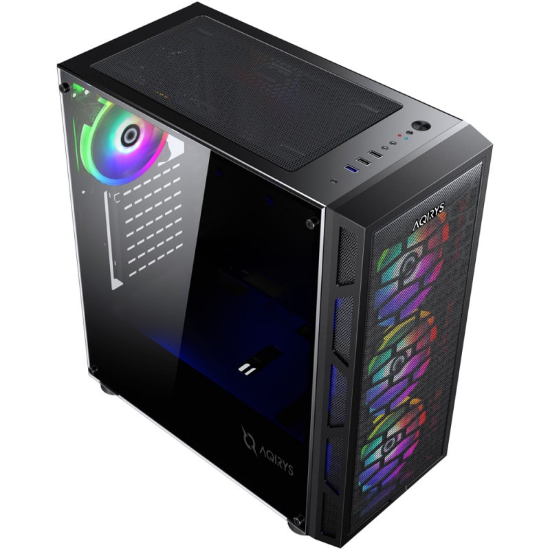 Carcasa PC AQIRYS Arcturus ARGB, USB 3.0, fara sursa, negru