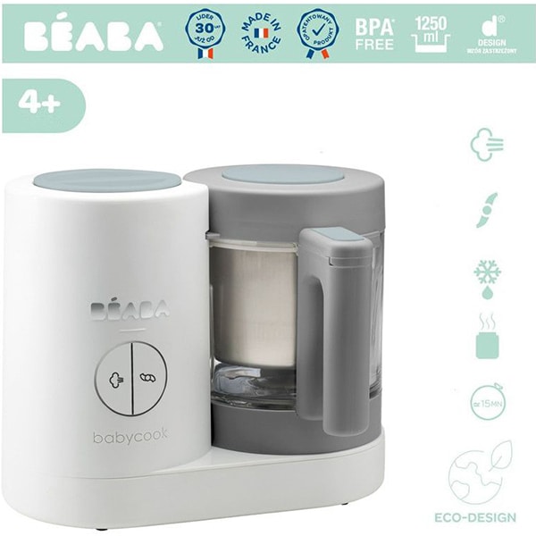 Robot de bucatarie BEABA Babycook Neo White Grey, 1250ml, alb-gri
