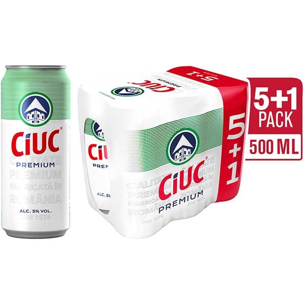 Bere blonda CIUC Premium promo bax 0.5L x 6 cutii