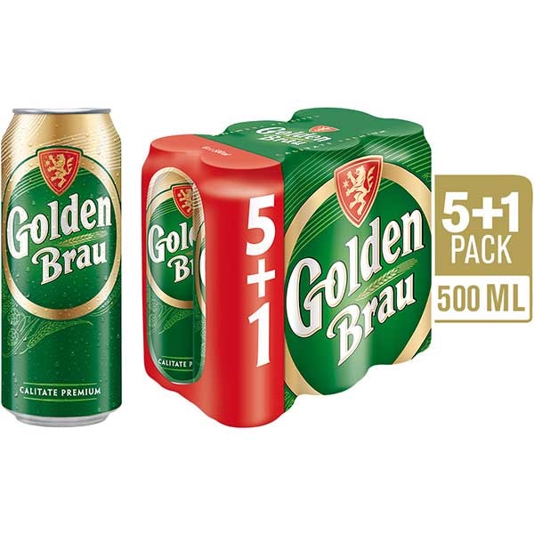 Bere blonda Golden Brau promo bax 0.5L x 6 cutii