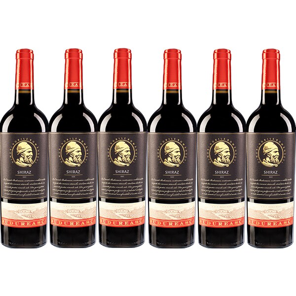 Vin rosu demisec BUDUREASCA Premium Shiraz, 0.75L, 6 sticle