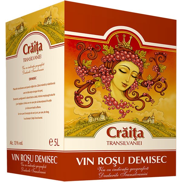 Vin rosu demisec Jidvei Craita Transilvaniei, 5L, Bag in Box