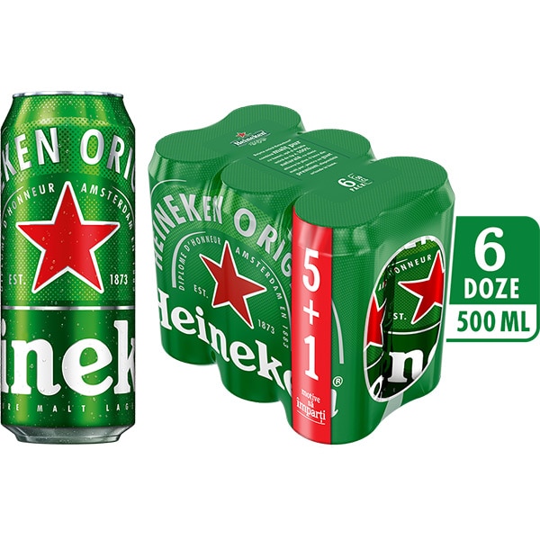 Bere blonda Heineken promo bax 0.5L x 6 cutii