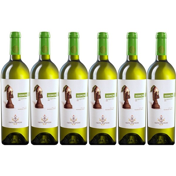 Vin alb sec Crama Hermeziu Sauvignon Blanc 2018, 0.75L, bax 6 sticle