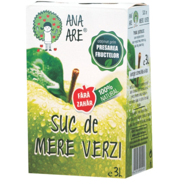 Suc natural ANA ARE, natural 100%, Mere Verzi, 3L