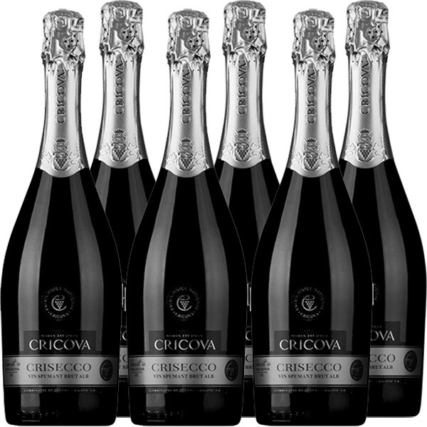 Vin Spumant alb sec Cramele Cricova Brut Crisecco, 0.75L, bax 6 sticle