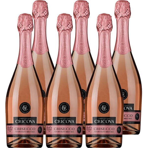 Vin spumant rose Cramele Cricova Crisecco, 0.75L, bax 6 sticle