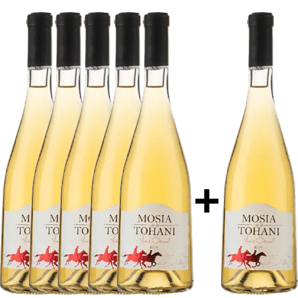Vin alb demidulce Domeniile Tohani Mosia Muscat Ottonel, 0.75L, 5+1 sticle