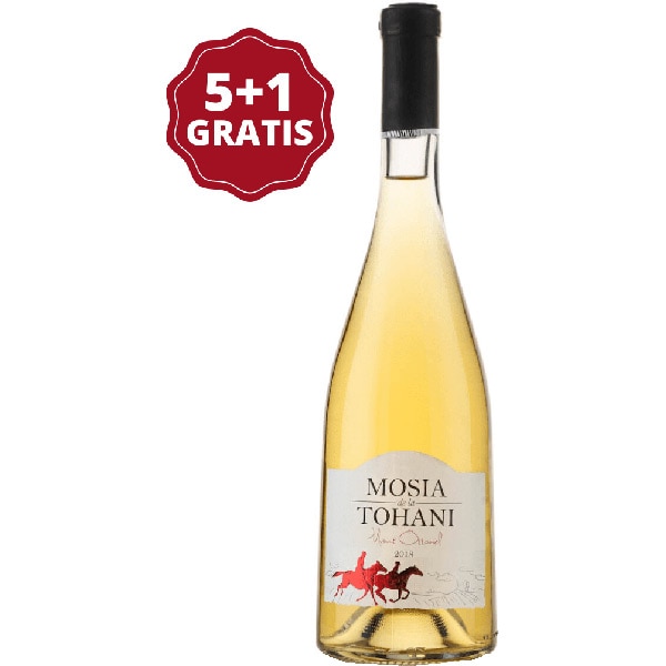 Vin alb demidulce Domeniile Tohani Mosia Muscat Ottonel, 0.75L, 5+1 sticle