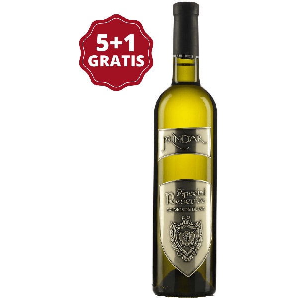 Vin alb sec Domeniile Tohani Princiar Special Reserve Sauvignon Blanc, 0.75L, 5+1 sticle