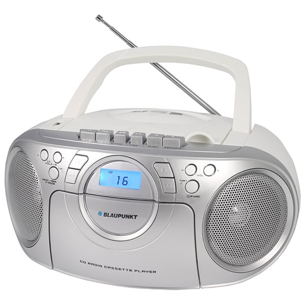 Radio CD portabil BLAUPUNKT Boombox BB16WH, FM, USB, Caseta, argintiu