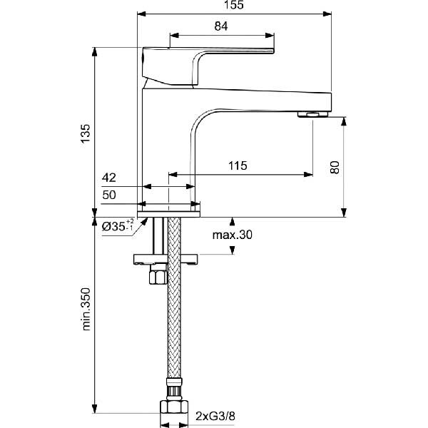 Baterie lavoar IDEAL STANDARD Cerafine D BC682AA, alama sanitara, crom