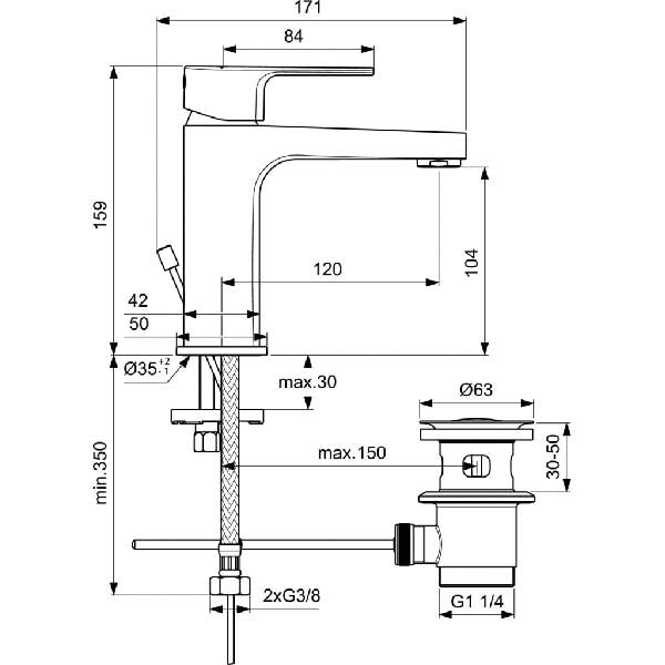 Baterie lavoar IDEAL STANDARD Cerafine D BC686AA, alama sanitara, crom