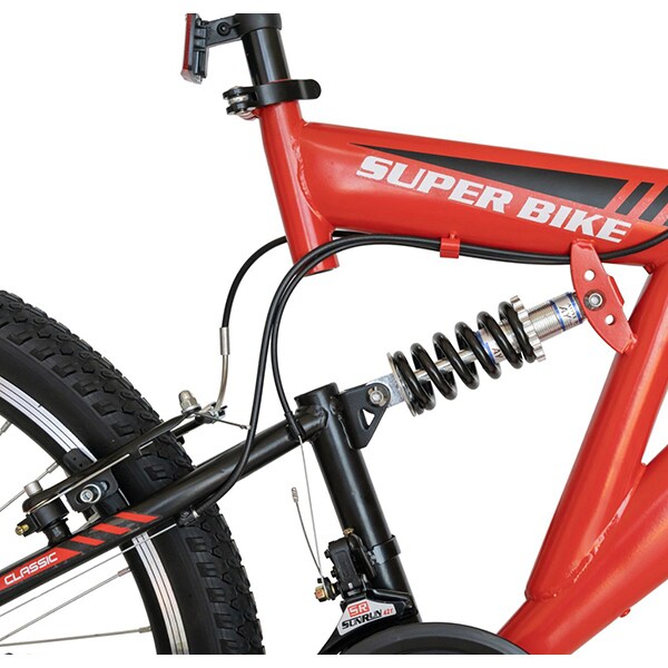 Bicicleta copii MTB RICH R2049ARN, roata 20", 6 viteze, frana V-brake, rosu-negru