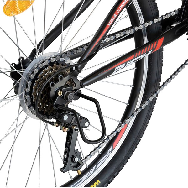 Bicicleta copii MTB RICH R2049ARN, roata 20", 6 viteze, frana V-brake, rosu-negru