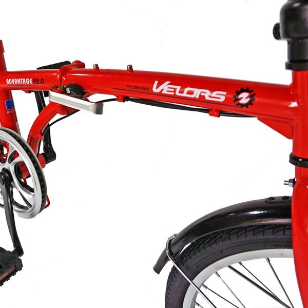 Bicicleta pliabila VELORS Advantage V2054B, 20", cadru otel, rosu-alb 