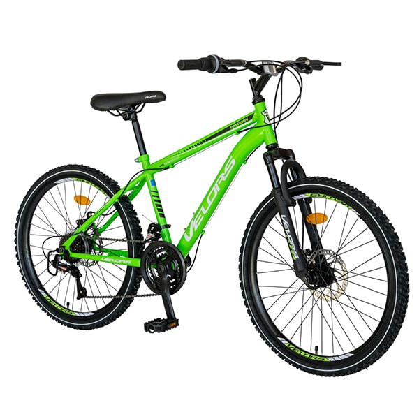 Bicicleta de munte VELORS V2409A, 24", cadru otel, verde-alb -negru