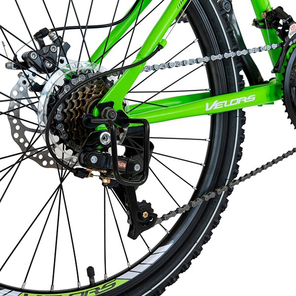 Bicicleta de munte VELORS V2409A, 24", cadru otel, verde-alb -negru