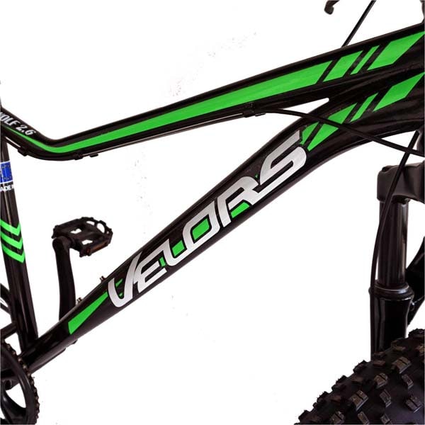 Bicicleta FAT BIKE VELORS V2605A, 26", cadru otel, negru-verde
