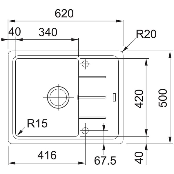 Chiuveta bucatarie FRANKE BFG 611-62, 1 cuva, picurator reversibil, compozit granit, grafit