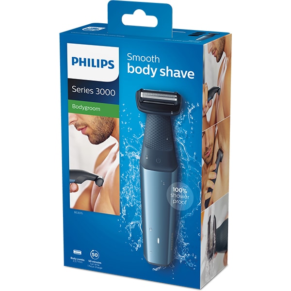 Aparat de tuns/ras corporal PHILIPS BG3015/15, acumulator, 50 min autonomie,Wet&Dry, albastru