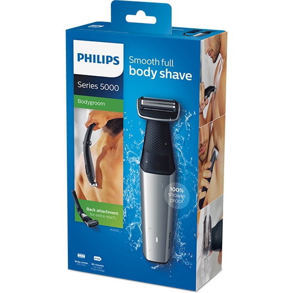 Aparat de tuns/ras corporal PHILIPS BG5020/15, acumulator, 60 min automonie, Wet&Dry, argintiu