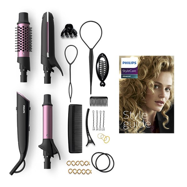 Trusa coafat Multistyler PHILIPS BHH822/00, 210 grade, invelis ceramic, negru-mov