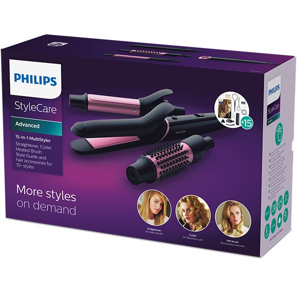 Trusa coafat Multistyler PHILIPS BHH822/00, 210 grade, invelis ceramic, negru-mov