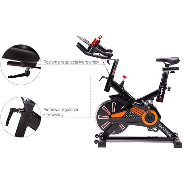 Bicicleta spinning HMS SW2102, volanta 16kg, 1 treapta, greutate suportata 120kg