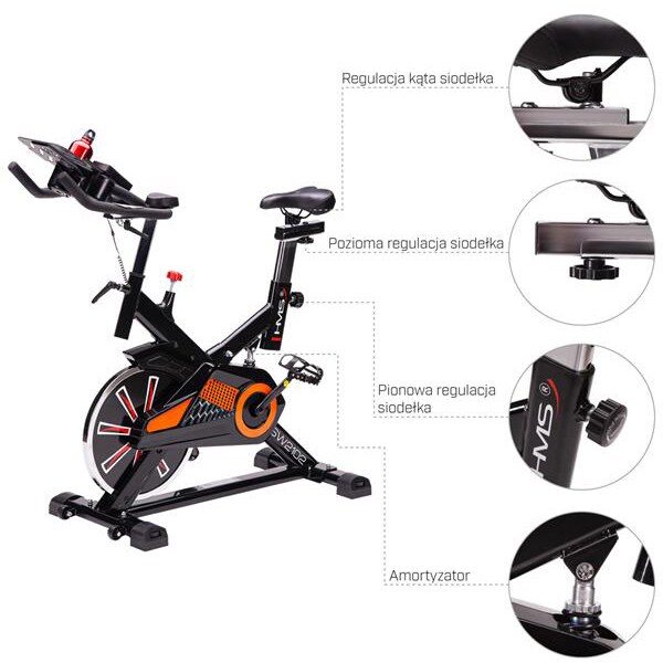 Bicicleta spinning HMS SW2102, volanta 16kg, 1 treapta, greutate suportata 120kg