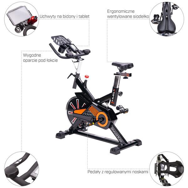 Bicicleta spinning HMS SW2102, volanta 16kg, 1 treapta, greutate suportata 120kg