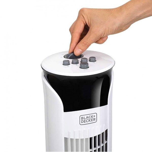 Ventilator turn BLACK & DECKER BXEFT47E, 3 trepte viteza, 45W, Timer, alb