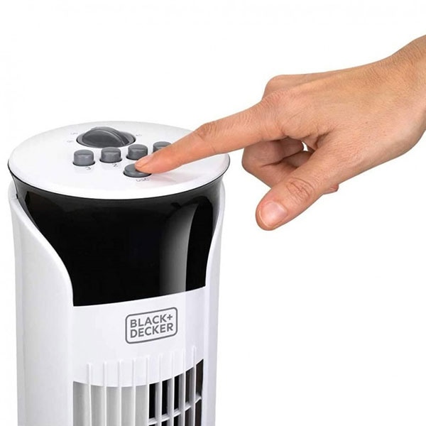 Ventilator turn BLACK & DECKER BXEFT47E, 3 trepte viteza, 45W, Timer, alb