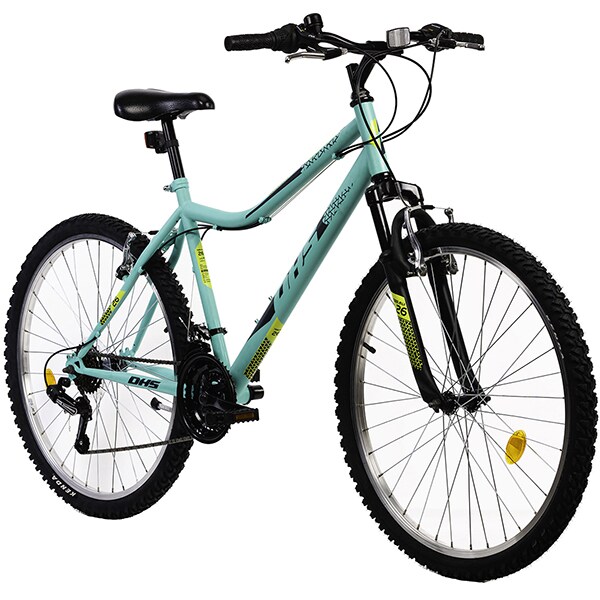 Bicicleta MTB DHS Terrana 2604, roata 26", 18 viteze, schimbator Shimano, frana V-brake, turcoaz
