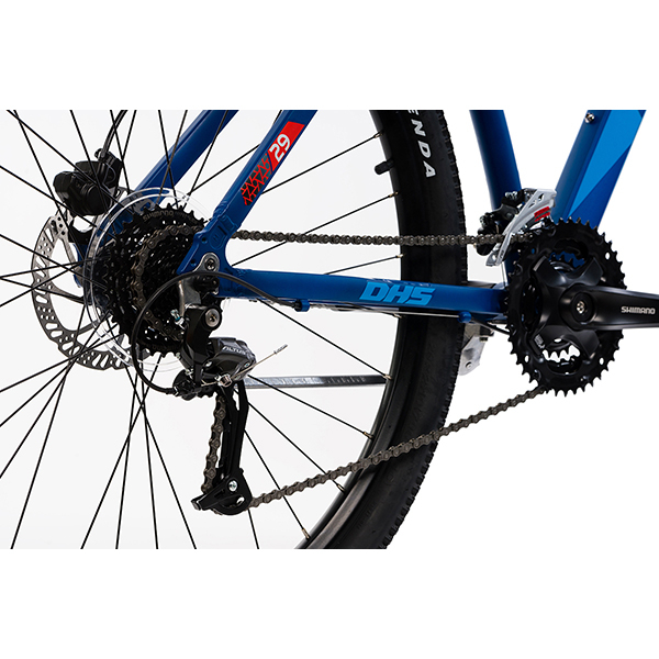 Bicicleta MTB DHS Terrana 2927, roata 29", 24 viteze, schimbator Shimano, frana disc hidraulica, albastru
