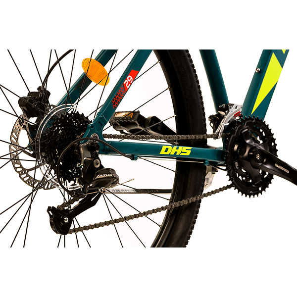 Bicicleta MTB DHS Terrana 2927, roata 29", 24 viteze, schimbator Shimano, frana disc hidraulica, verde