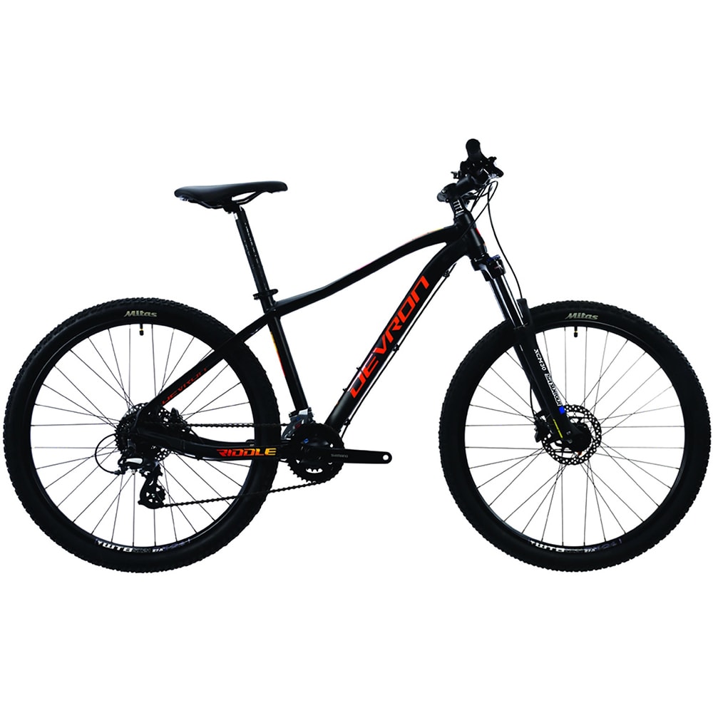 Bicicleta MTB DEVRON RM1.7 L, roata 27.5", 16 viteze, schimbator Shimano, frana disc hidraulica, negru