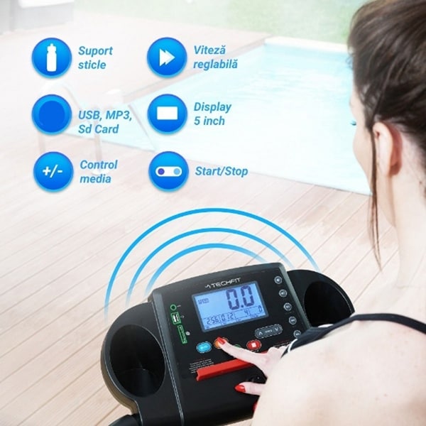 Banda de alergat TECHFIT MT80N, viteza maxima, 10km/h, greutate suportata 110kg
