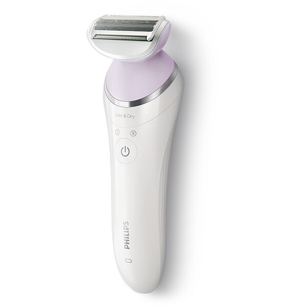 Epilator PHILIPS Satinelle Advanced Wet & Dry BRE635/00, 32 pensete, 2 viteze, 5 accesorii, acumulator, alb-mov