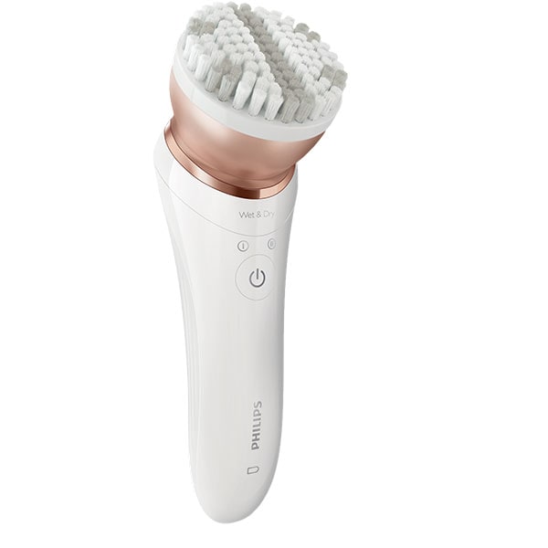 Epilator PHILIPS Satinelle Advanced Wet & Dry BRE650/00, 32 pensete, 2 viteze, 8 accesorii, acumulator, alb