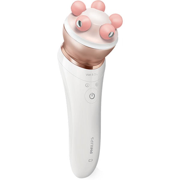 Epilator PHILIPS Satinelle Advanced Wet & Dry BRE650/00, 32 pensete, 2 viteze, 8 accesorii, acumulator, alb