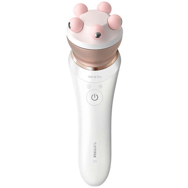 Epilator PHILIPS Satinelle Prestige BRE652/00, 32 pensete, 2 viteze, 9 accesorii, accumulator, alb-roz