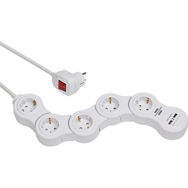 Prelungitor BRENNENSTUHL 196022, 5 prize, 2 x USB, 1.4m, alb