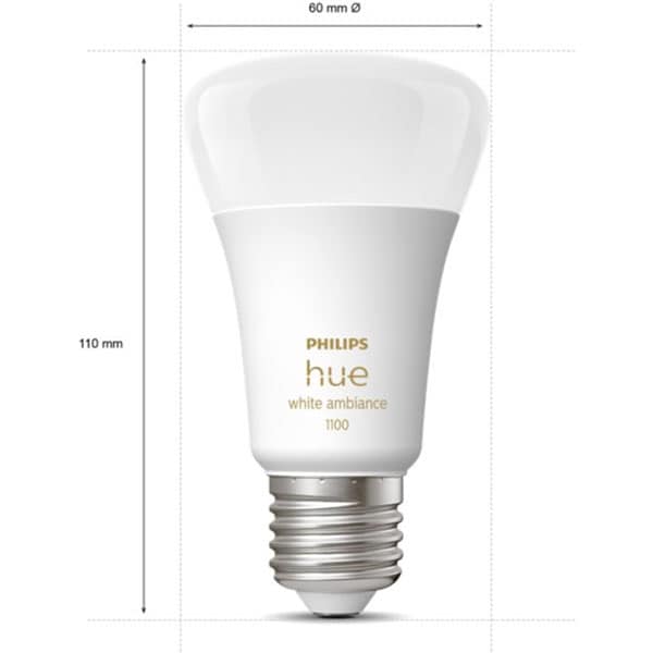 Bec LED Smart PHILIPS Hue 8719514291119, E27, 8W, 1100lm, lumina calda 