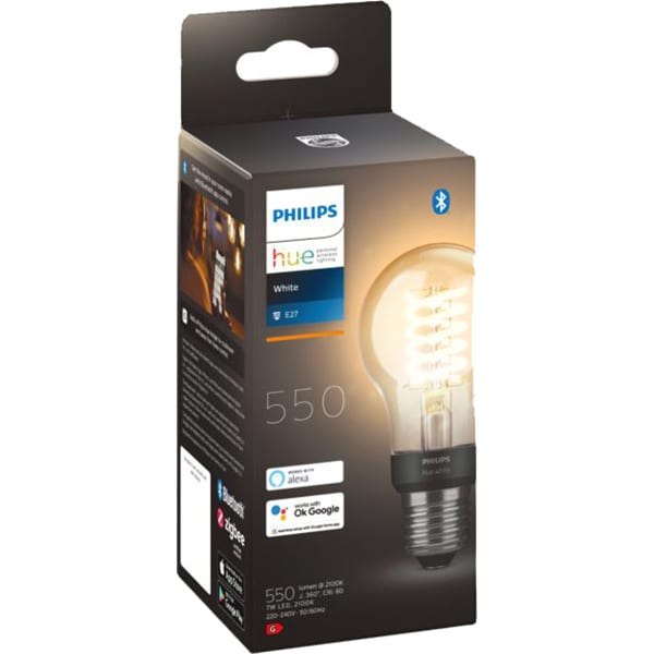 Bec LED Smart PHILIPS Hue 8718699688820, E27, 7W, 550lm, Bluetooth, Dimabil, lumina calda, compatibil Alexa, Google Assistant