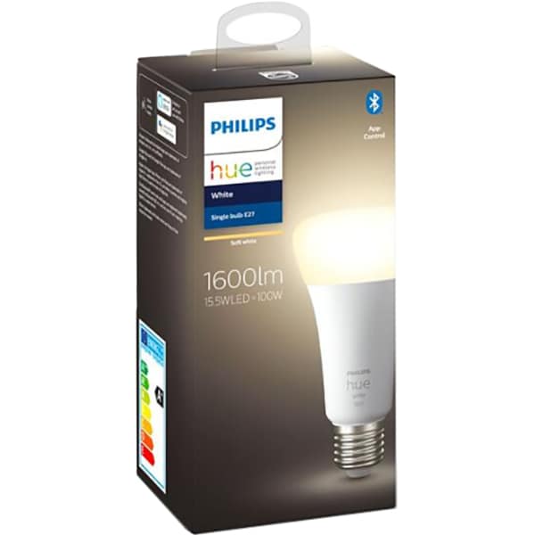 Bec LED Smart PHILIPS Hue 8718699747992, E27, 15.5W, 1600lm, Bluetooth, Dimabil, lumina calda, compatibil Alexa, Google Assistant