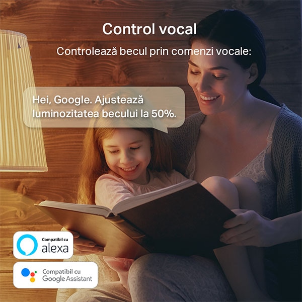 Bec LED Smart TP-LINK Tapo L530E, E27, 9W, 806lm, Wi-Fi, lumina variabila, compatibil Alexa, Google Assistant
