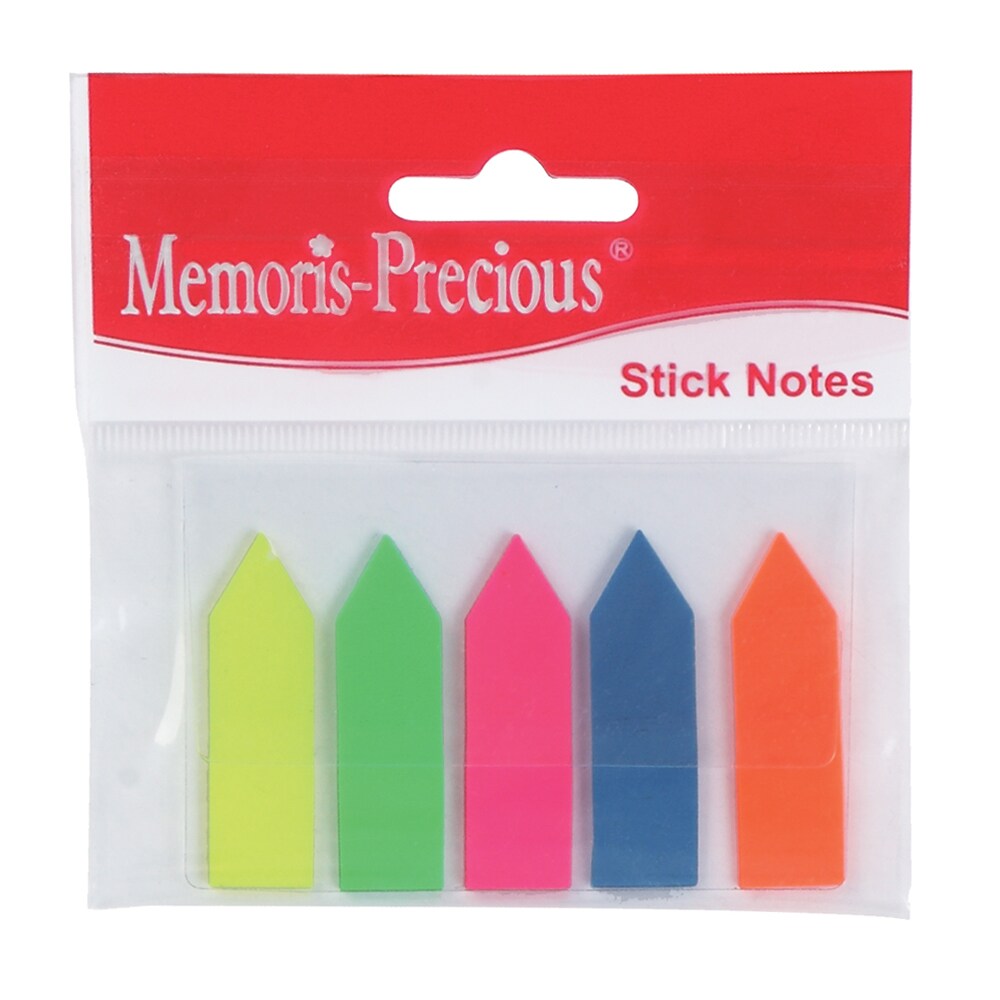 Index autoadeziv sageata MEMORIS, 12 x 45 mm, plastic, 5 x 25 file, diverse culori