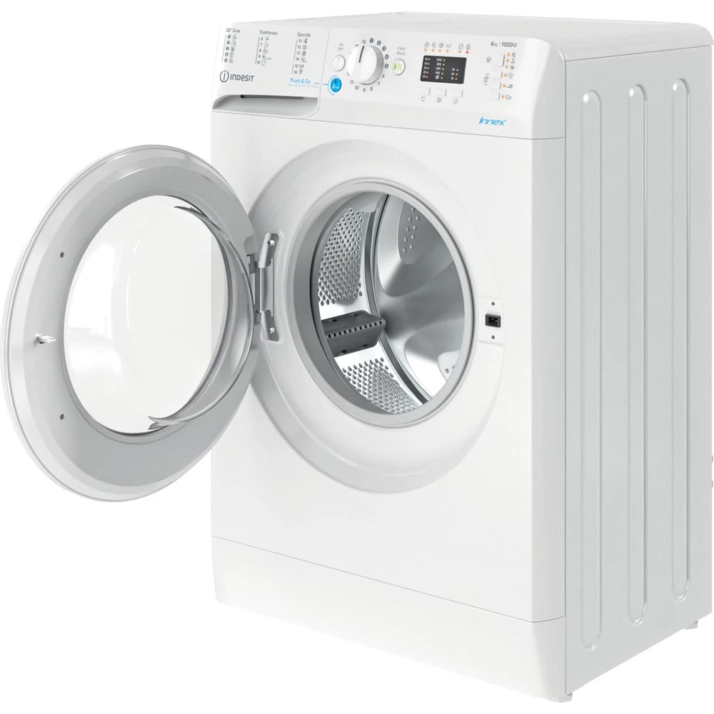 Masina de spalat rufe frontala slim INDESIT BWSA 61051 W EU N, 6 kg, 1000rpm, Clasa F, alb