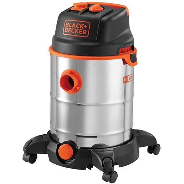 Aspirator umed/uscat BLACK & DECKER BXVC30XTDE, 30l, 1600W, 87.6dB, inox-negru
